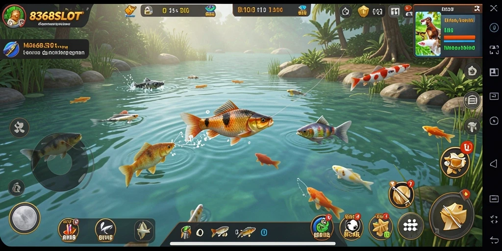 Tampilan gameplay 8368SLOT yang menakjubkan saat memancing di lautan.