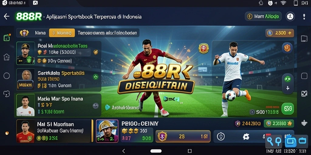 Tampilan menarik dari gameplay aplikasi Sportsbook 888R.