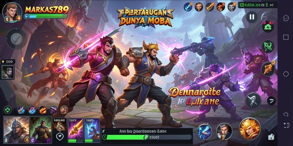 Tampilan aksi seru dari gameplay MOBA di MARKAS789.