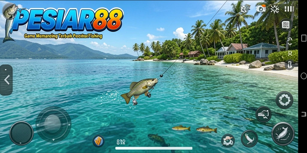 Screenshot gameplay PESIAR88 menampilkan serunya pengalaman memancing.