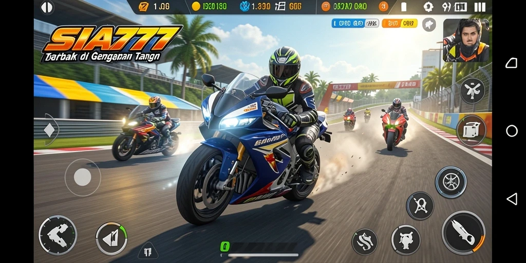 Tampilan gameplay SIA777 yang mendebarkan dan penuh aksi balap motor.