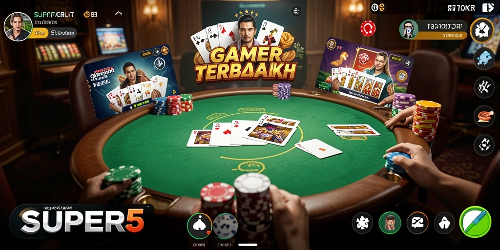Screenshot gameplay Poker yang penuh aksi di SUPER5.