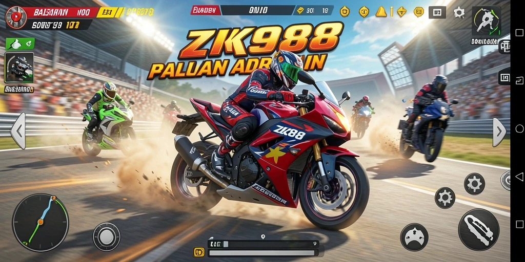 Tampilan seru dari gameplay balap motor di ZK988.