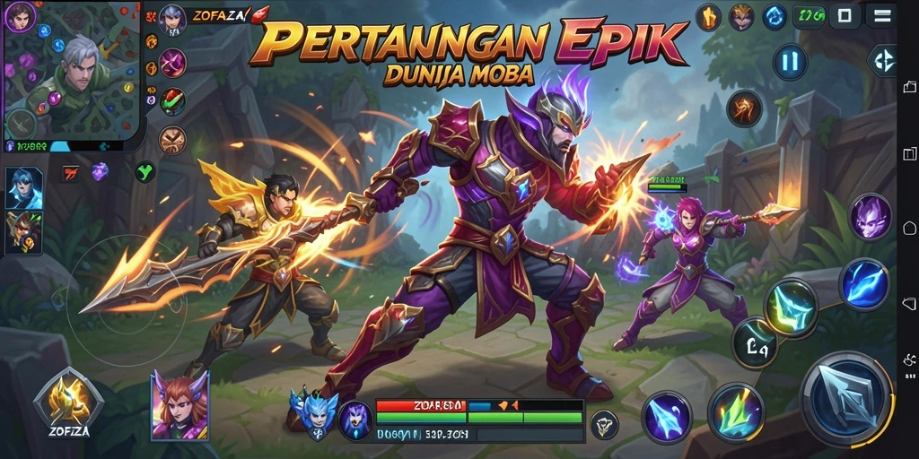 Gameplay ZOFAZA yang intens dengan pertempuran tim.